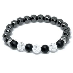 Minerální náramek hematit, křišťál, onyx - POHODA